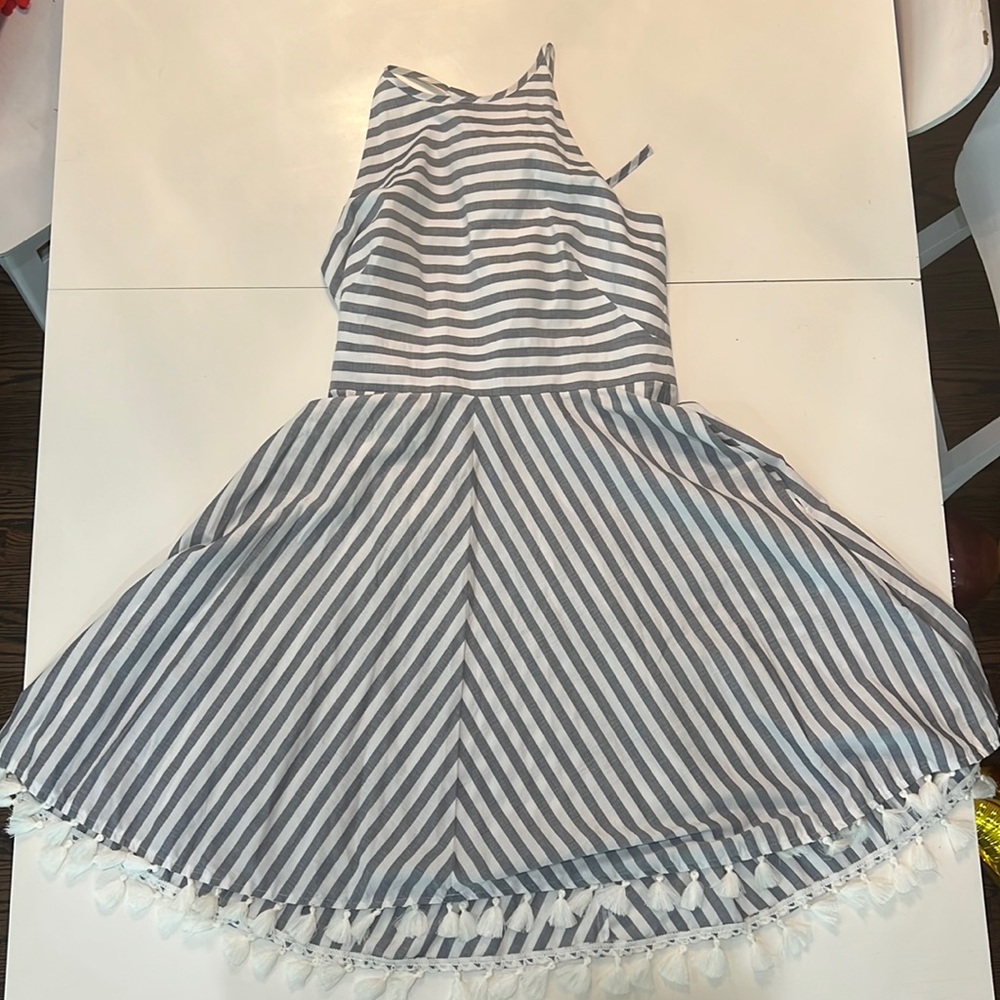 Eliza J tassel fringe striped dress, size 8